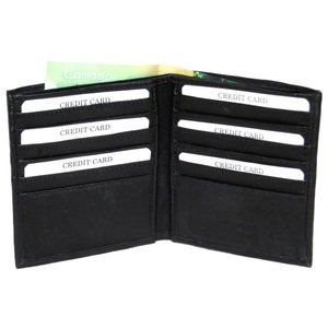 Genuine Leather Executive Bi-Fold 12 Cards Coat Wallet BLACK #4102